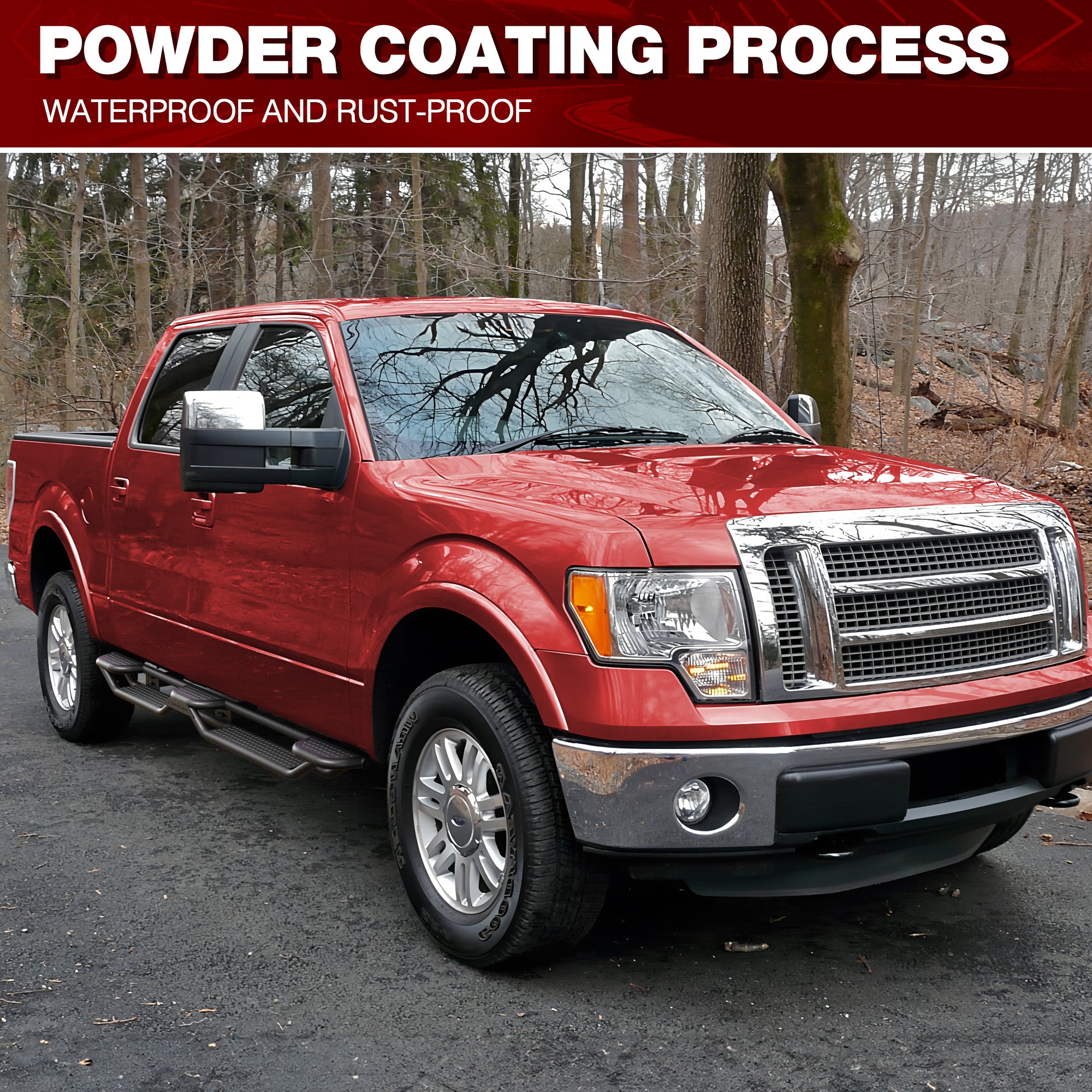 Ford F150 Running Boards Side Steps for 2009-2014 F150 Super Crew, Heavy-Duty Steel Construction