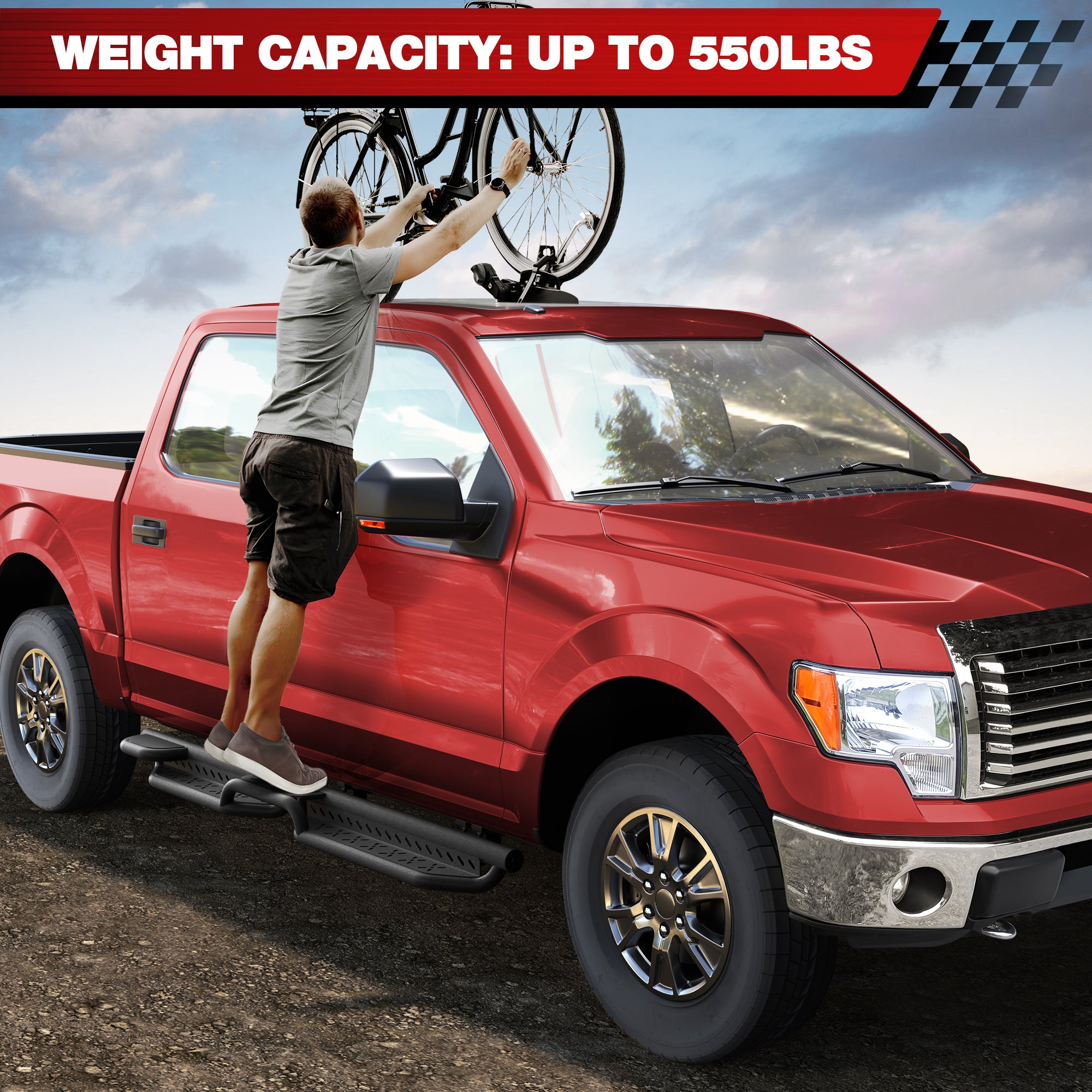 Heavy-Duty Running Boards for 2009-2014 Ford F150  550 lb Capacity Side Steps, Built for Work Trucks