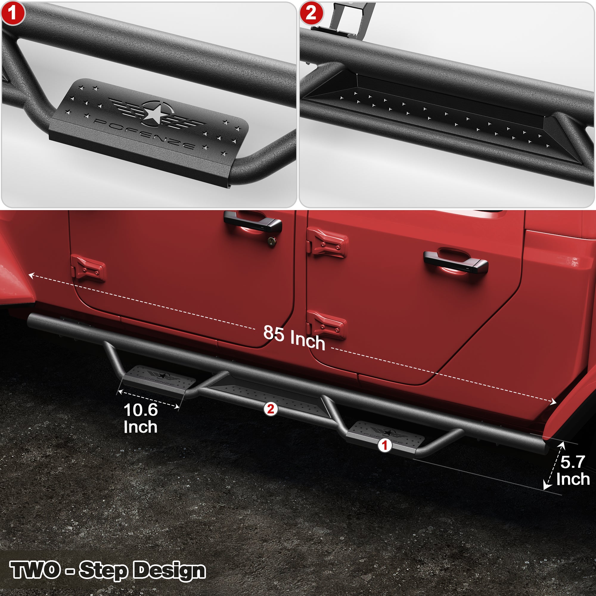 Jeep JT Running Boards for Jeep Gladiator JT 2020-2026 Side Steps Non-Slip Design for Easy Entry and Roof Access