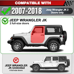Running Boards Fit 2007-2018 Jeep Wrangler JK 2 Door Only, Heavy Duty Off-Road Side Steps Nerf Bars No Drill Bolt-On