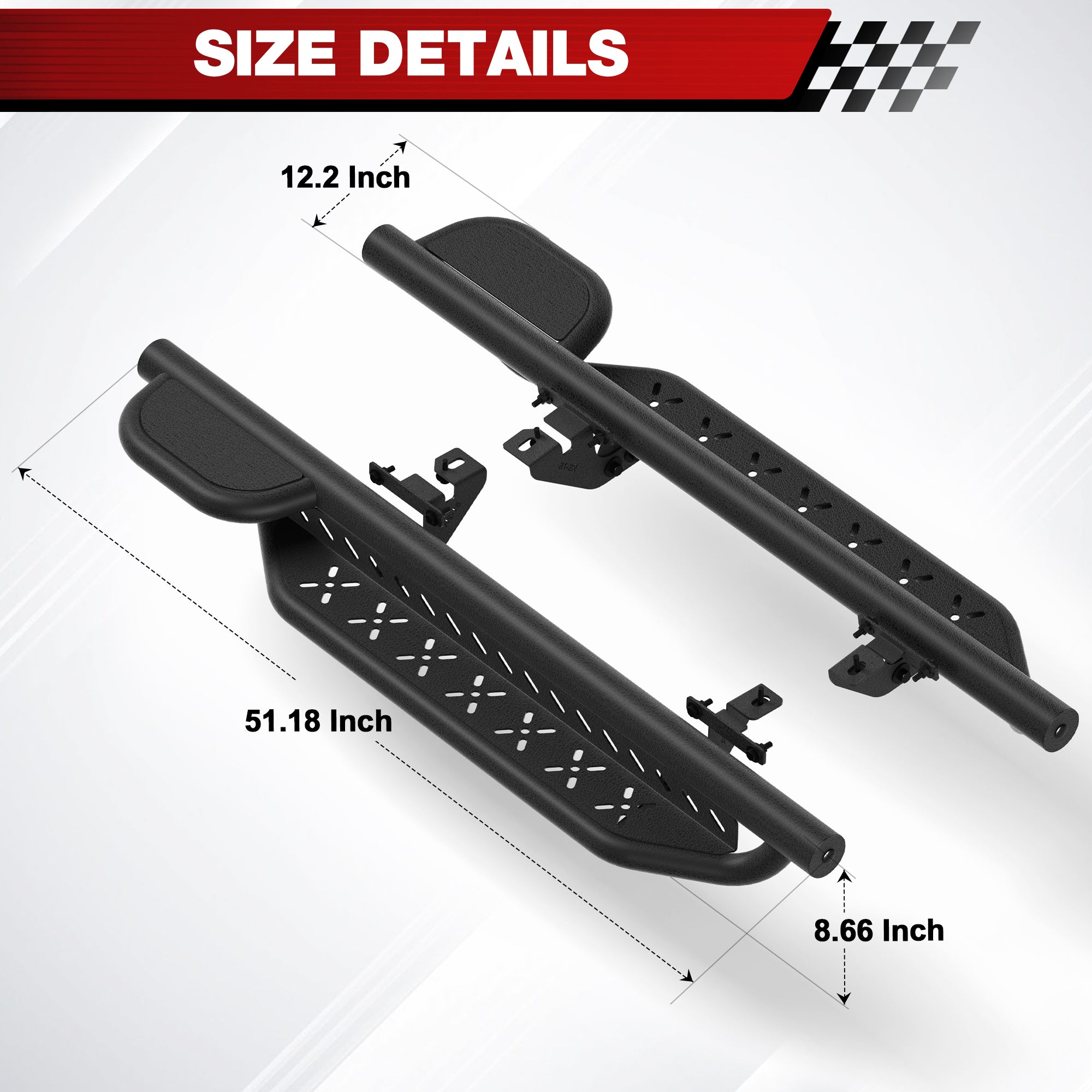 Running Boards Fit 2007-2018 Jeep Wrangler JK 2 Door Only, Heavy Duty Off-Road Side Steps Nerf Bars No Drill Bolt-On