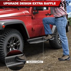 Running Boards Fit 2007-2018 Jeep Wrangler JK 2 Door Only, Heavy Duty Off-Road Side Steps Nerf Bars No Drill Bolt-On