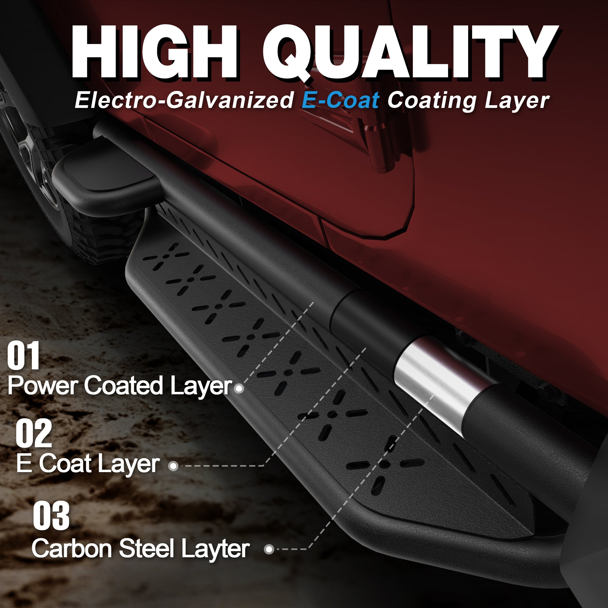Running Boards Fit 2007-2018 Jeep Wrangler JK 2 Door Only, Heavy Duty Off-Road Side Steps Nerf Bars No Drill Bolt-On