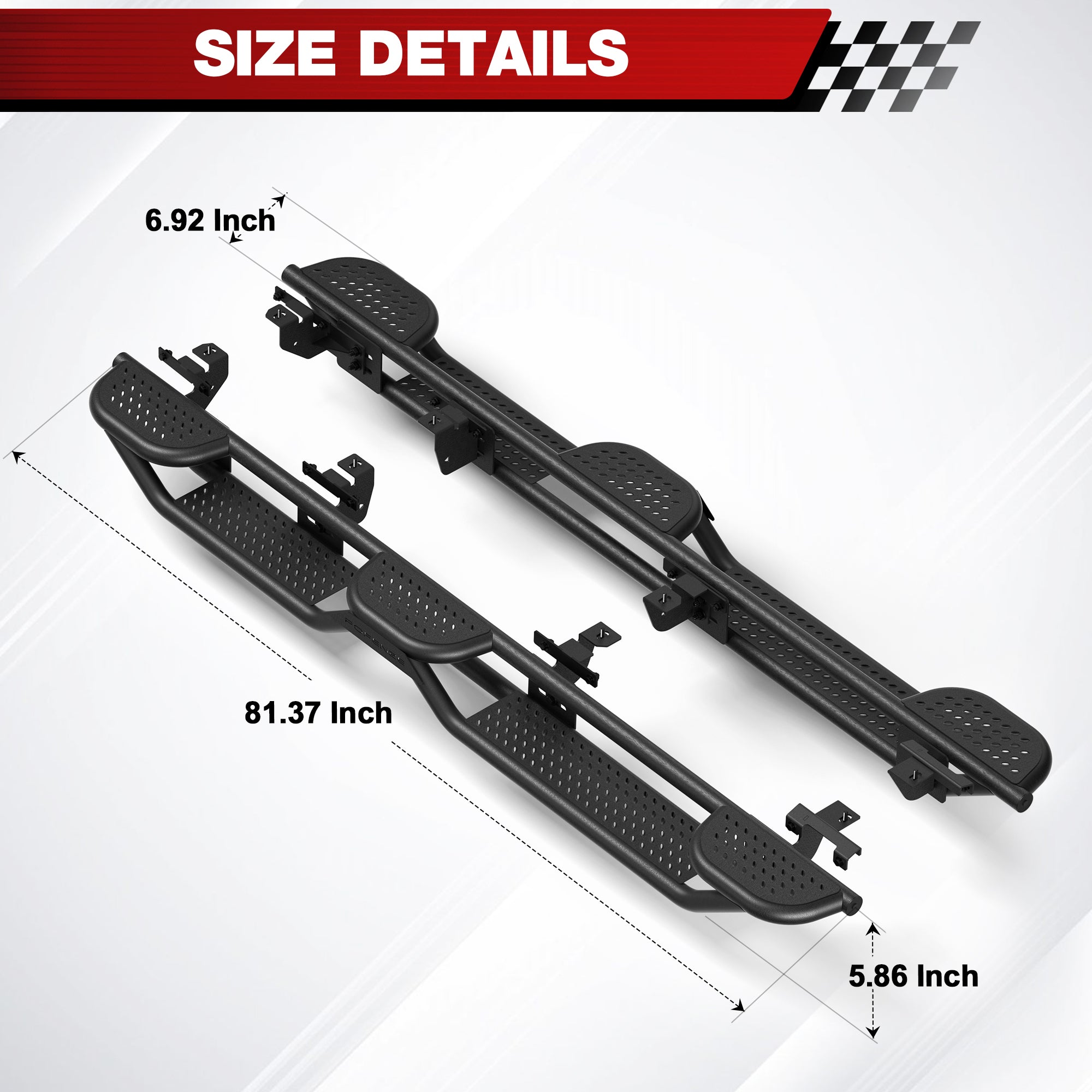 Running Boards Fit 2020-2026 Jeep Gladiator JT Crew Cab, Heavy Duty Steel Drop Side Steps Nerf Bars for Truck Bed Access