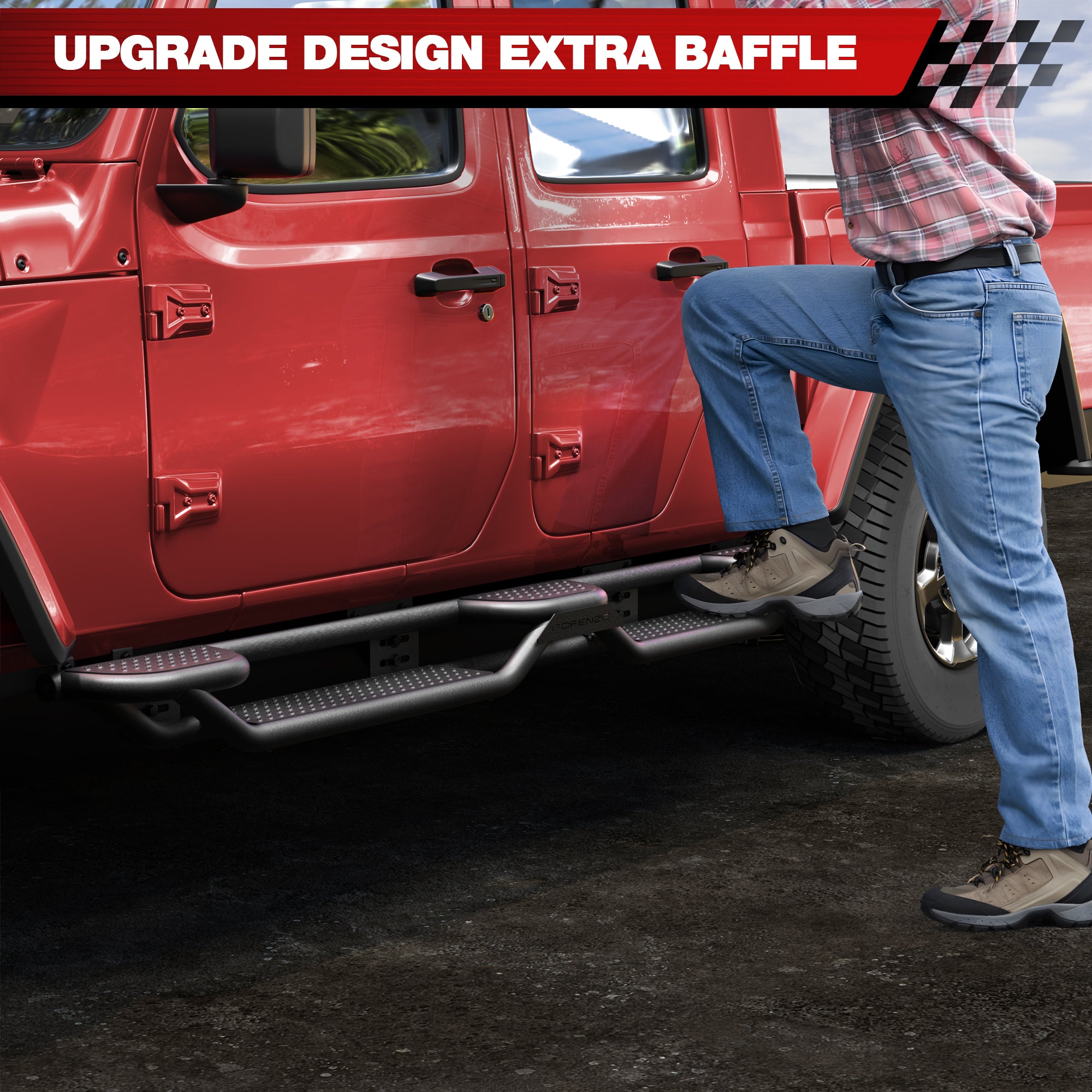 Running Boards Fit 2020-2026 Jeep Gladiator JT Crew Cab, Heavy Duty Steel Drop Side Steps Nerf Bars for Truck Bed Access