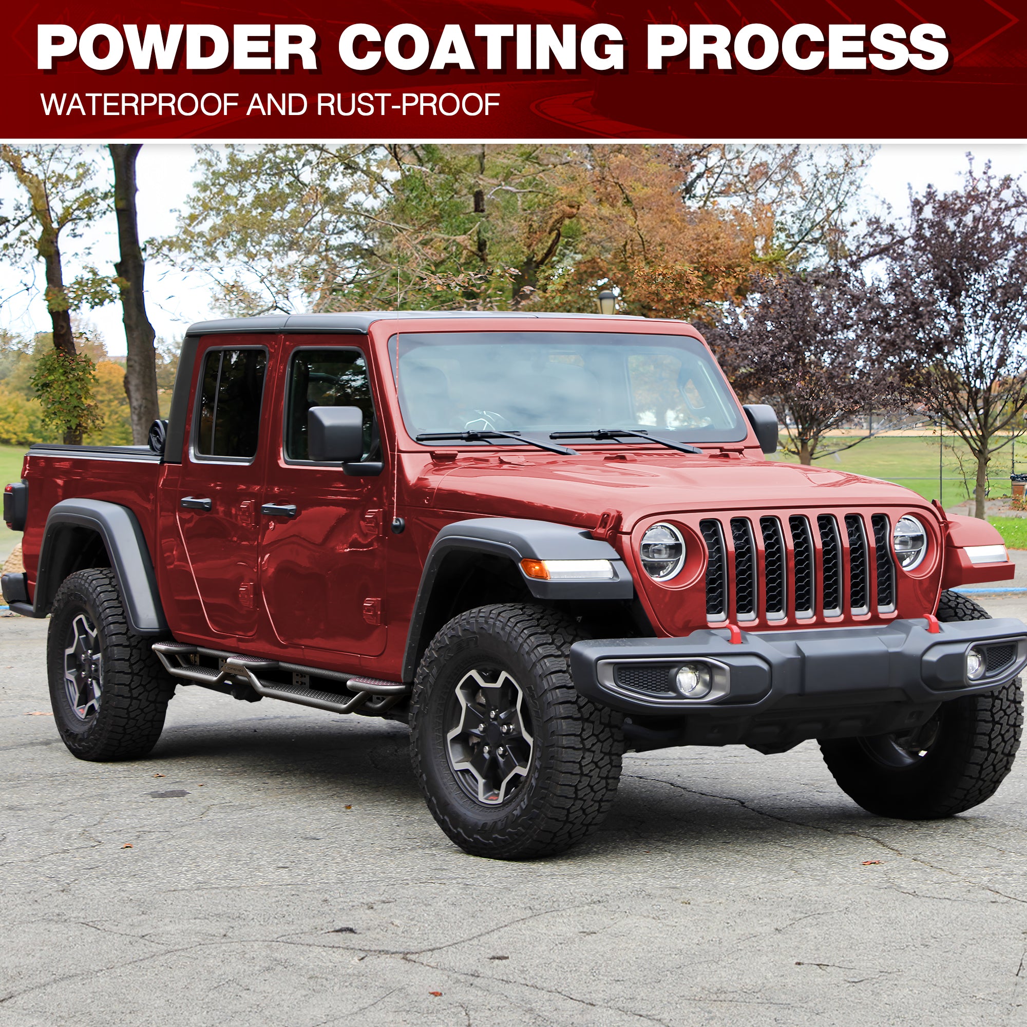 Running Boards Fit 2020-2026 Jeep Gladiator JT Crew Cab, Heavy Duty Steel Drop Side Steps Nerf Bars for Truck Bed Access