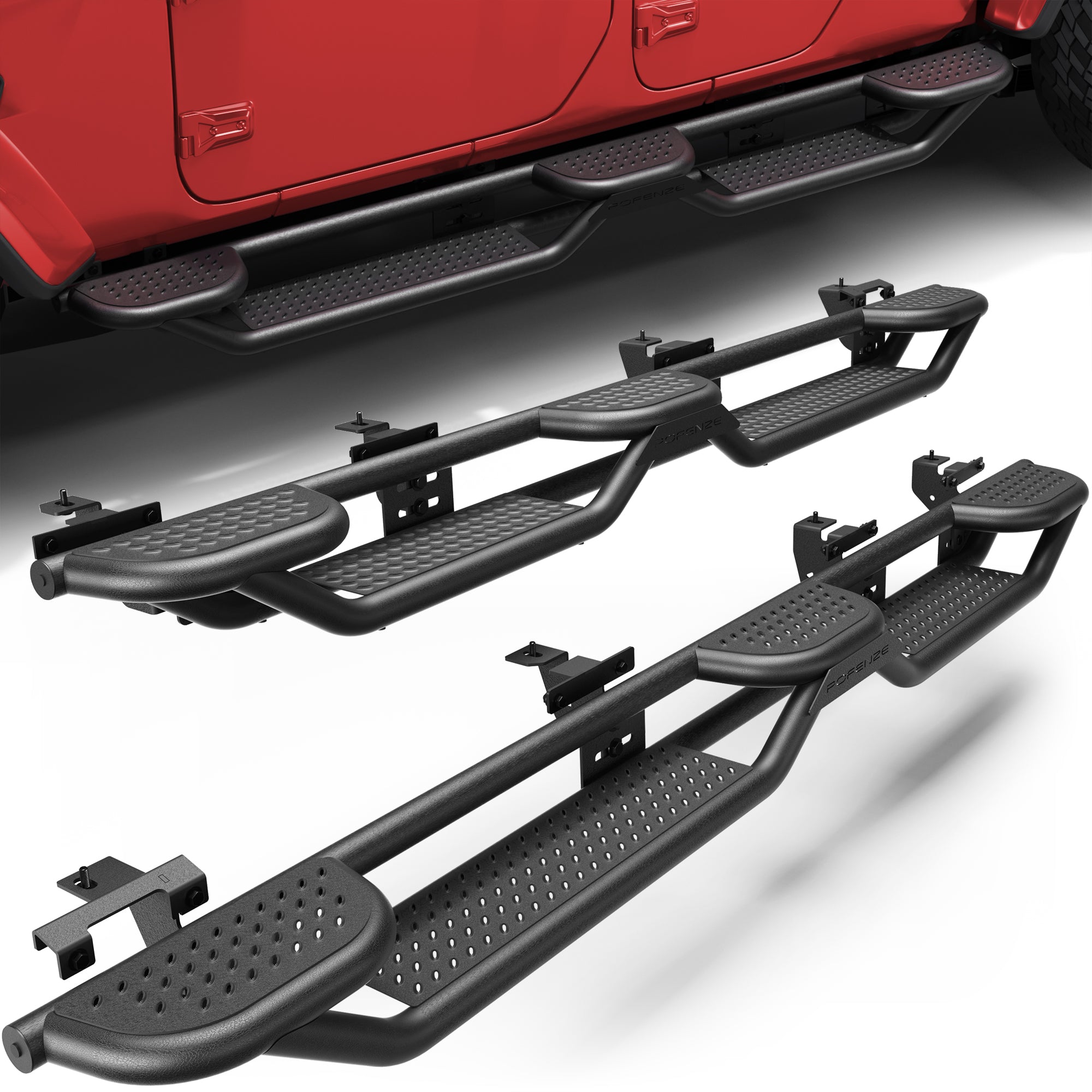 Running Boards Fit 2020-2026 Jeep Gladiator JT Crew Cab, Heavy Duty Steel Drop Side Steps Nerf Bars for Truck Bed Access
