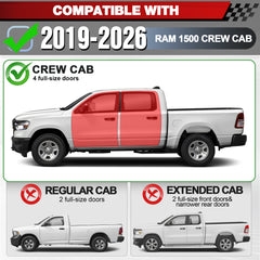 Running Boards Side Steps Fit 2019-2026 Ram 1500 Crew Cab, Heavy Duty Black Carbon Steel No Drill Bolt-On Side Steps