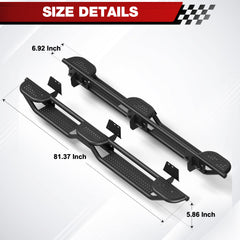Running Boards Side Steps Fit 2019-2026 Ram 1500 Crew Cab, Heavy Duty Black Carbon Steel No Drill Bolt-On Side Steps