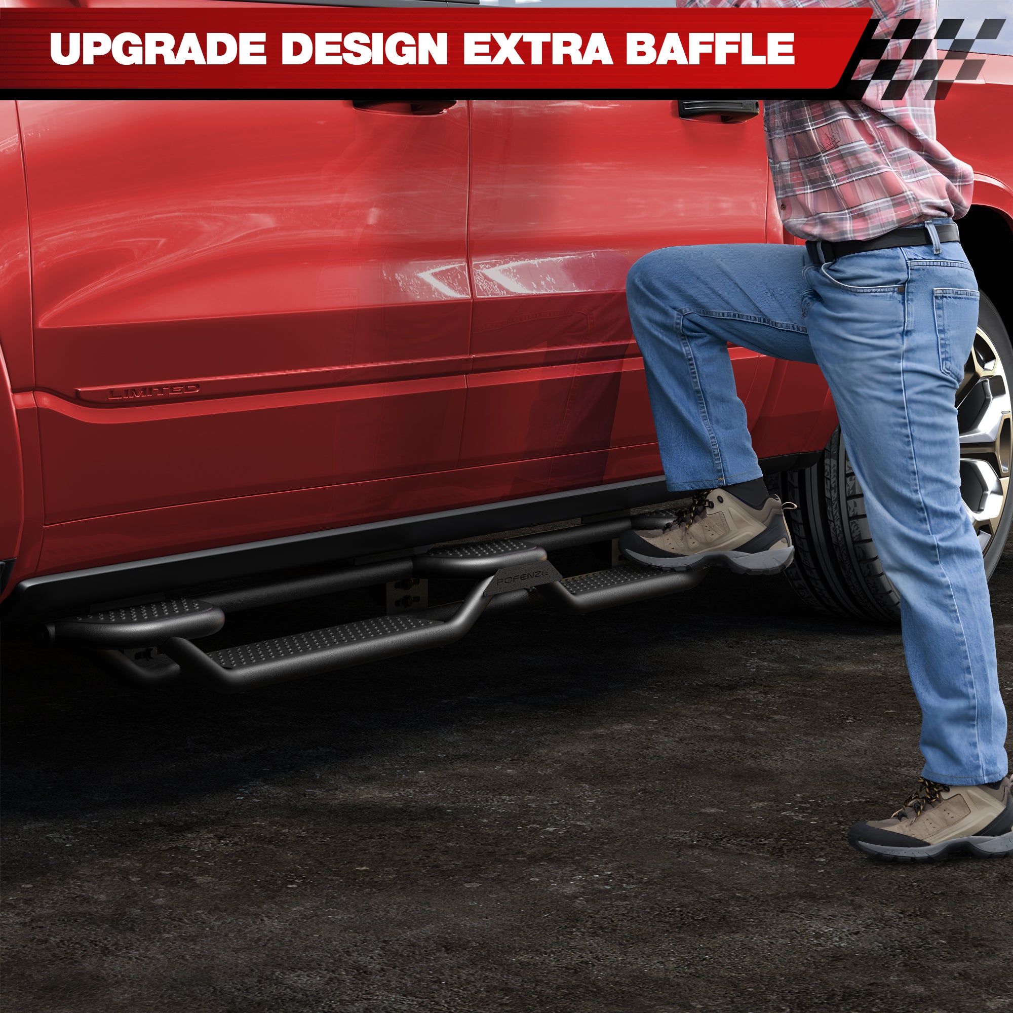 Running Boards Side Steps Fit 2019-2026 Ram 1500 Crew Cab, Heavy Duty Black Carbon Steel No Drill Bolt-On Side Steps