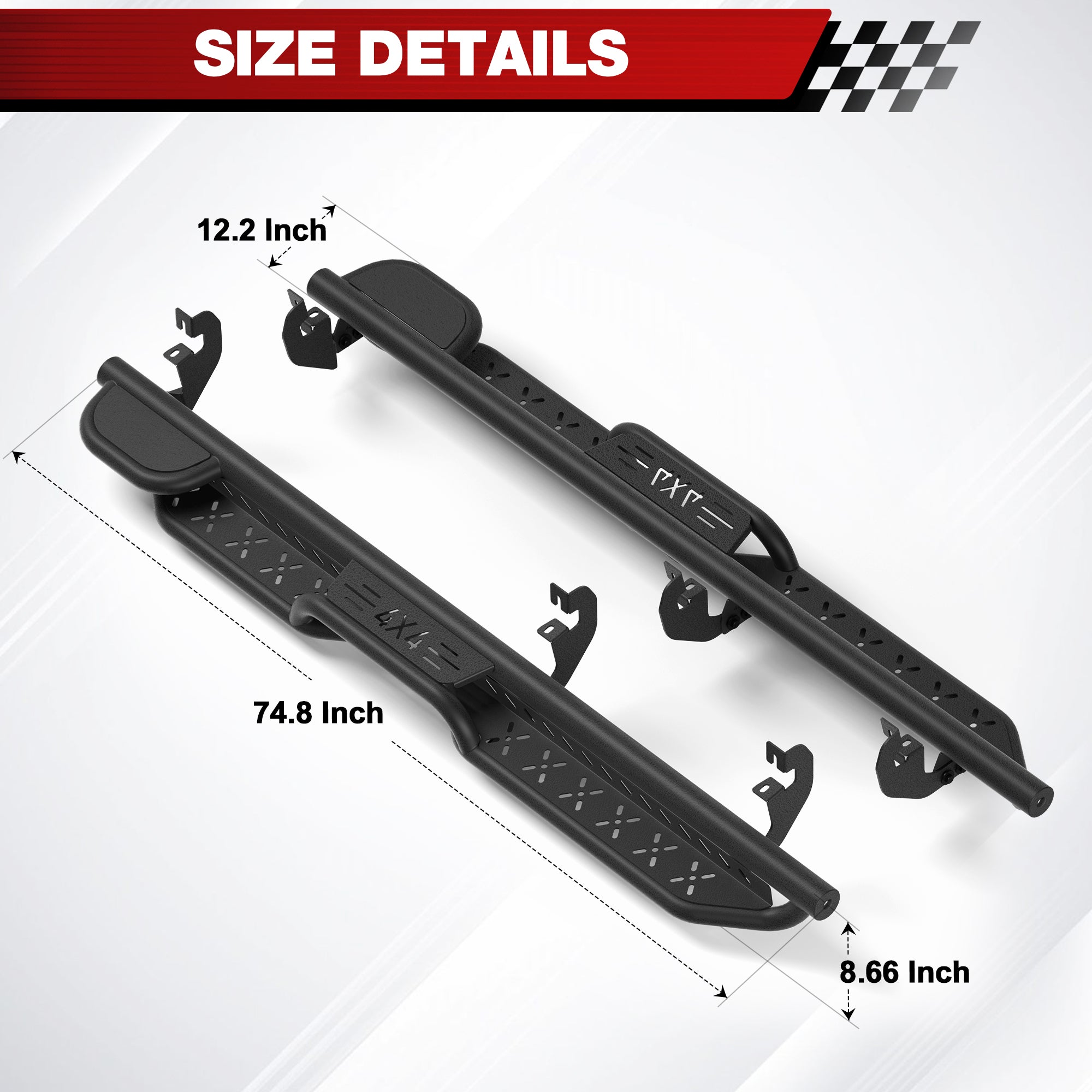 Running Boards Side Steps fits 2015-2025 Chevy Colorado/GMC Canyon Crew Cab, Heavy Duty Black Carbon Steel Nerf Bars No Drill Bolt-On