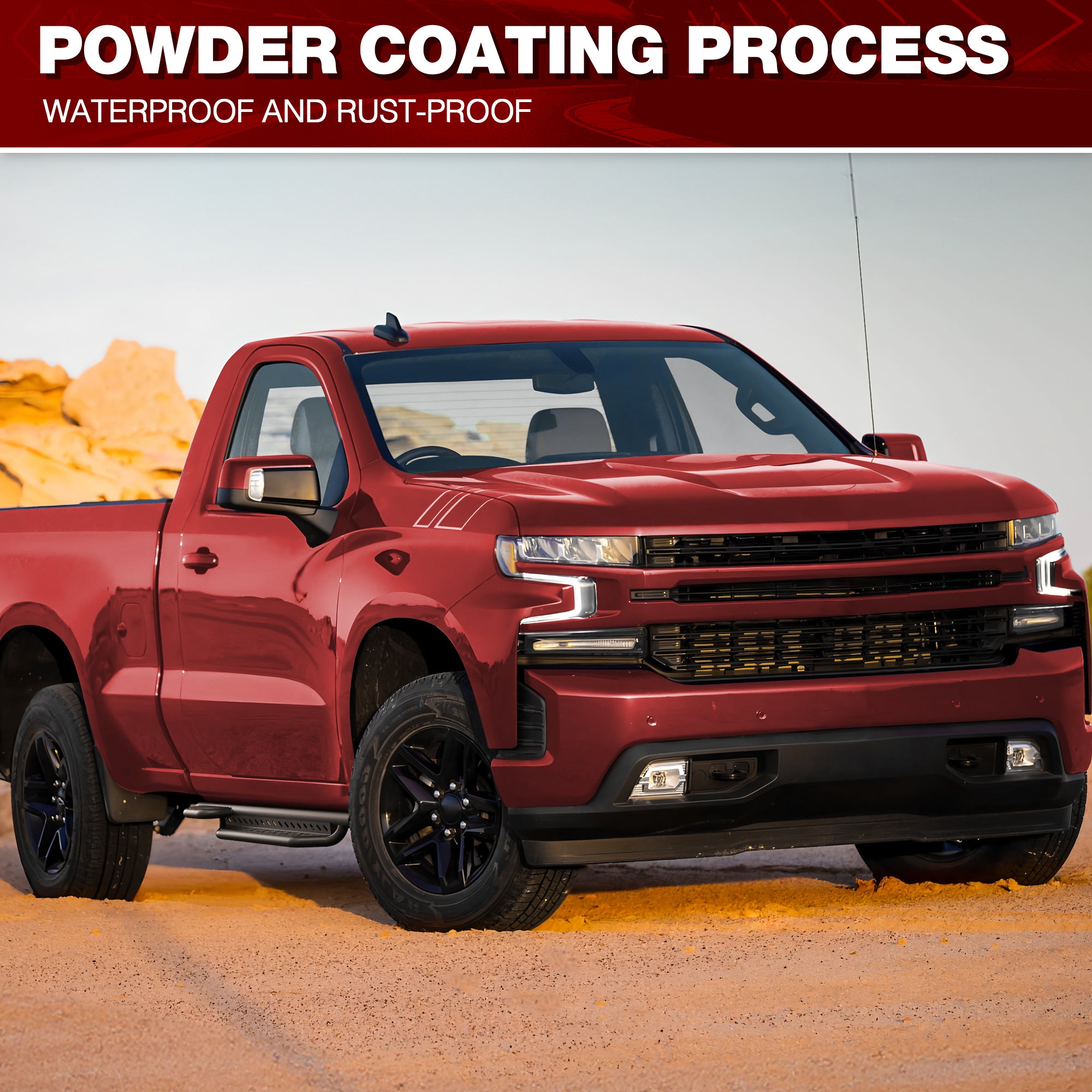 Running Boards Side Steps for 2019-2025 Chevy Silverado and GMC Sierra 1500, 2020-2025 Chevy Silverado and GMC Sierra 25003500 Regular Cab