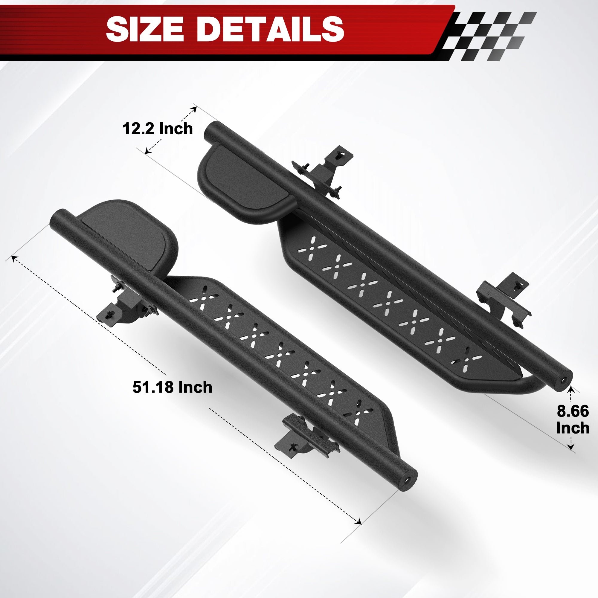 Running Boards Side Steps for 2019-2025 Jeep Wrangler JL Two Door 2 Door Only, Heavy Duty Off-Road