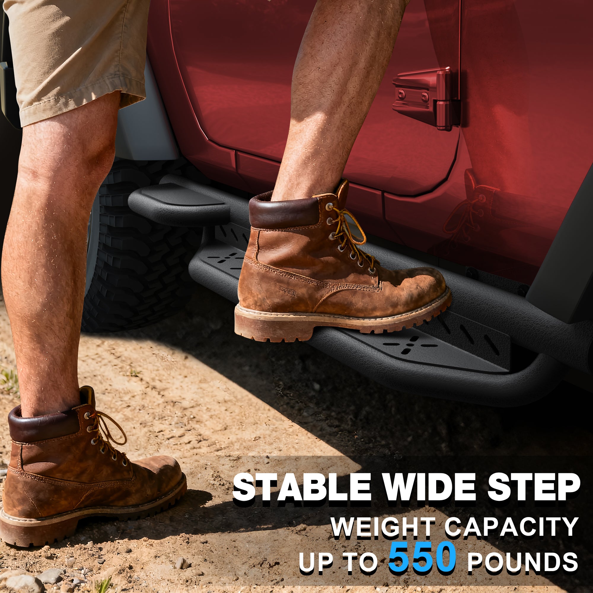 Running Boards Side Steps for 2019-2025 Jeep Wrangler JL Two Door 2 Door Only, Heavy Duty Off-Road