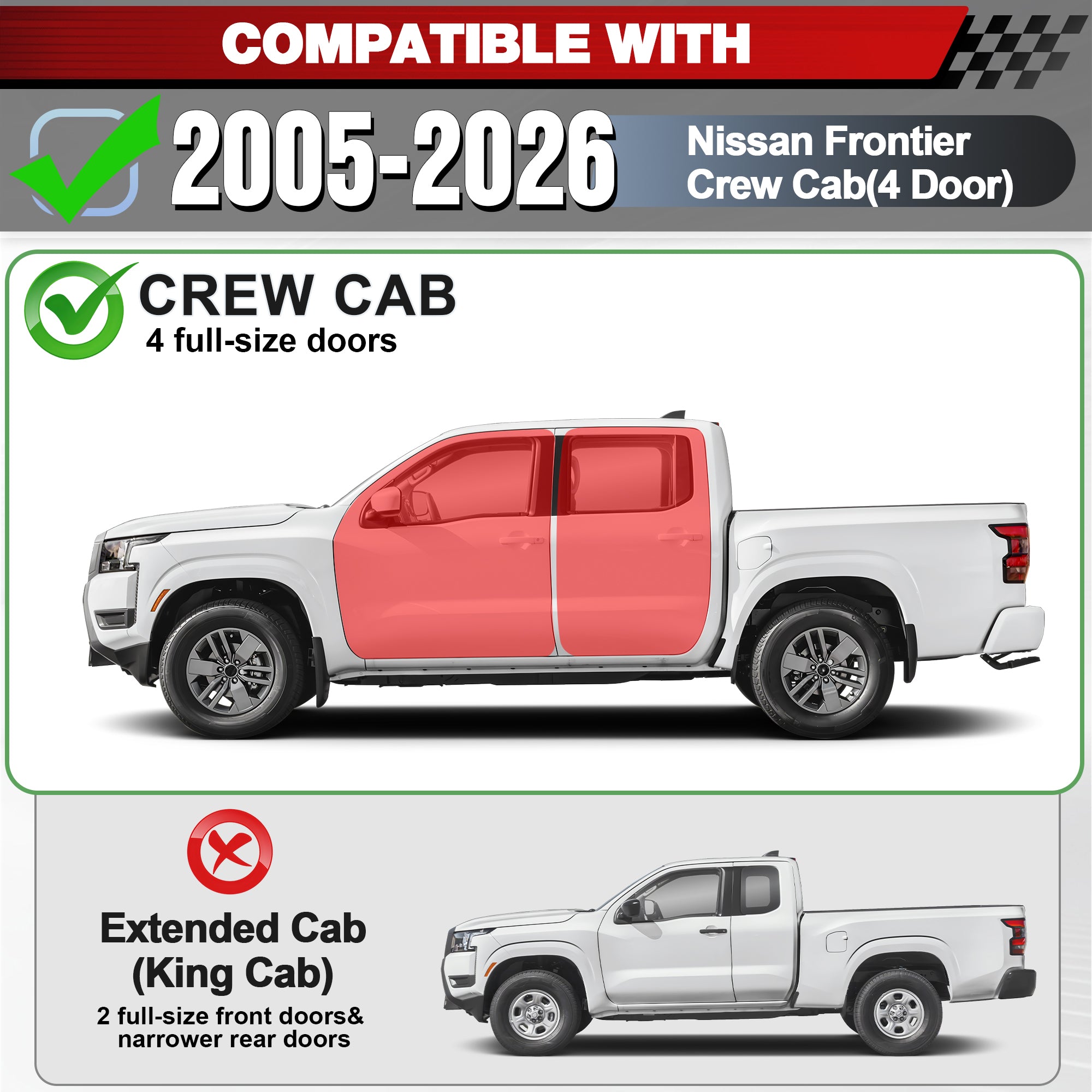 Running Boards for Nissan Frontier 2005-2024 Crew Cab  Heavy-Duty Side Steps Nerf Bars