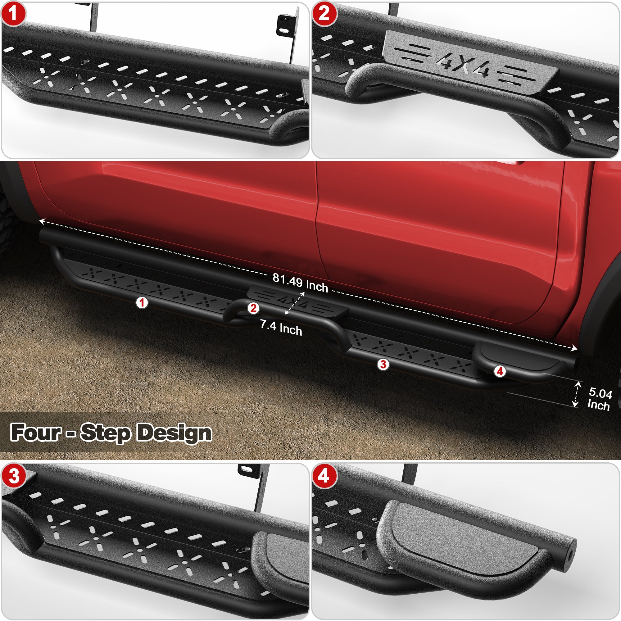 Running Boards for Nissan Frontier 2005-2024 Crew Cab  Heavy-Duty Side Steps Nerf Bars